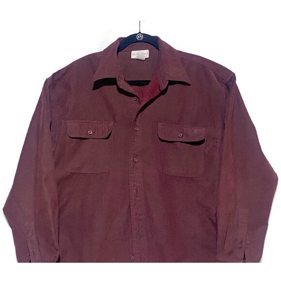 Nightsbridge Shirt Men's Size Burgundy Purple Long Sleeve Full Button Up - Picture 7 of 7